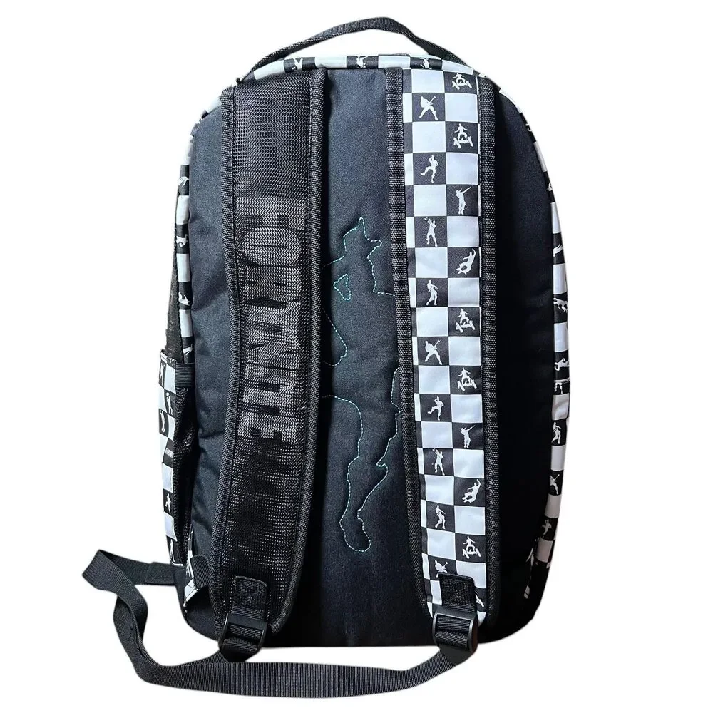 Fortnite Checkerboard Backpack Black White Padded School Bag Carry-On Video Game